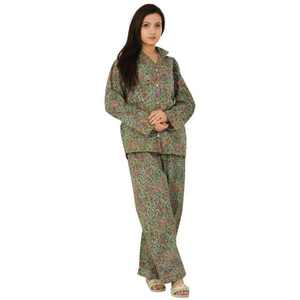 Women Floral Pattern Pajama Set 100% Cotton Long Sleeve Button Shirt and <b>Pants</b> Soft Lightweight Breathable Summer Sleepwear Set - Product Image 3