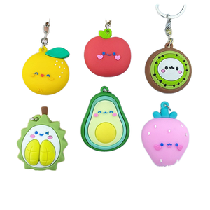 3D ที่สร้างสรรค์พวงกุญแจพีวีซีรูปการ์ตูนผลไม้คลับน่ารักจี้เหล็กโลหะน้ำหนักเบาอุปกรณ์เสริมที่มีสตรอเบอร์รี่ทุเรียนพลาสติก3D - Product Image 1