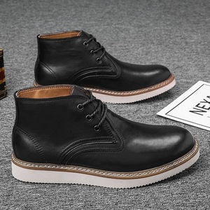 Botas de Hombre Estilo Británico de Verano, Botas Romanas de Media Pantorrilla, Impermeables, con Parte Superior de Cuero Genuino, para Senderismo, Motociclismo, con Forro - Product Image 3