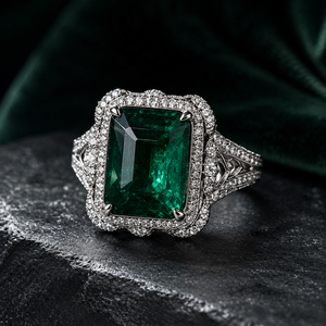 Luxury <b>Emerald</b> Style Openwork Floral <b>Ring</b> for Women Elegant Statement Finger Jewelry - Product Image 3