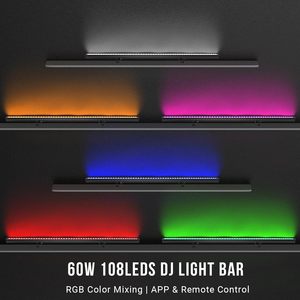 Barra de Luces LED para Escenario, 60W, Doble Fila, 108 LEDs, Control Remoto/App, Multicolor, Clasificación IP33, para Uso en Clubes - Product Image 2