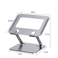 Support de refroidissement pour ordinateur portable en acier au carbone gris à prix abordable, 17 pouces, double bras réglable et pliable avec ventilateur, support pour tablette PC