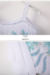New Design Fashion <strong>Retro</strong> Elegant Women Adult Performance Competition Wear White Ballroom Dance <strong>Dress</strong> - Product Image 6
