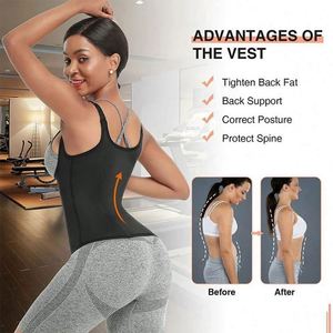 Corset amincissant respirant et écologique pour femme, gaine amincissante sous la poitrine, gilet gainant en Spandex/Nylon pour le sport et l'entraînement, noir - Product Image 3