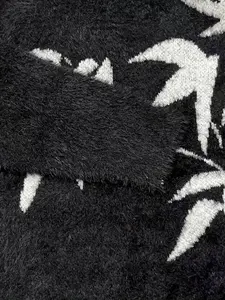 사용자 정의 대나무 패턴 니트 크루넥 긴 소매 자카드 모헤어 스웨터 남성용 모피 스웨터