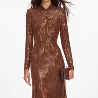 Robe Bettergirl 2026 Nouveautés à Col Montant, Découpes Torsadées et Manches Longues, Ornée de Strass Thermocollés