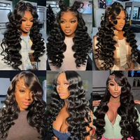 Perruques Cheveux Humains Vierges Ondulés Non Coiffés, Lace Front HD Pré-épilée, Perruque Frontale HD Ondulée en Cheveux Indiens