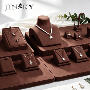 Jinsky New Fashion Custom Metal Jewellery Window Display Stand <b>Ring</b> Earrings Bracelet <b>Necklace</b> Watch Jewelry Display Set - Product Image 2