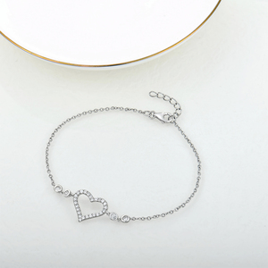 Benutzer definierte Luxus hand gefertigte klassische Frauen Geschenke Rhodiniert Weiß CZ Sterling Silber personal isierte Designer Herz Armbänder - Product Image 3