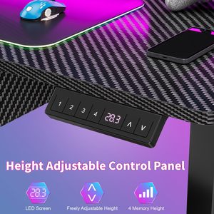 Bureau de jeu électrique SENYU à hauteur réglable avec éclairage LED, prises de courant et support d'écran flottant – Bureau informatique assis-debout - Product Image 5