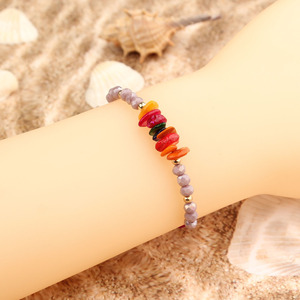Bracelet tressé en pierres concassées couleur coquillage, style océan, corde de surf, tendance plage - Product Image 3