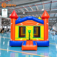 Château gonflable coloré Ceyu, structure gonflable commerciale en PVC arc-en-ciel avec filet de sécurité pour les anniversaires et les fêtes d'enfants
