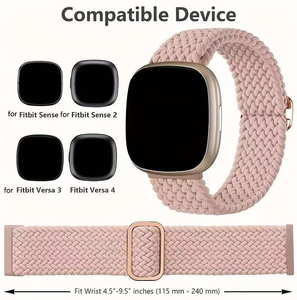 Para <span class=keywords><strong>Fitbit</strong></span> Versa 4 Watch, correa de reloj inteligente elástica tejida de nailon transpirable para <span class=keywords><strong>Fitbit</strong></span> Versa 4 3 Sense 1/2 - Product Image 4