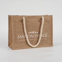 Sac fourre-tout réutilisable en toile de jute naturelle écologique avec fenêtre transparente Sac à provisions réutilisable en jute