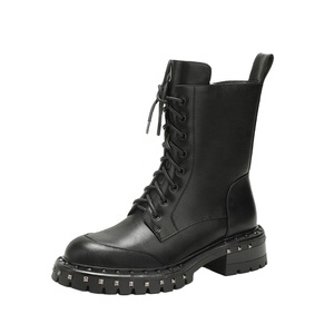 Bottines rétro pour femmes Moncheer, style western formel, avec talon carré, lacets, hauteur accrue et fermeture éclair latérale - Product Image 6