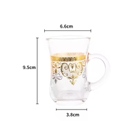 Coffret Cadeau Personnalisé 6 Pièces – Tasses et Soucoupes à Café Turc Vintage en Verre Transparent avec Bordure Dorée, Capacité 160 ml – Style Tendance, Cadeau d'Affaires de Luxe