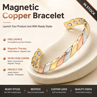 Joyería Magnética de Cobre Puro, Joyería de Terapia Magnética, Brazalete de Cadena de Triple Hilera Vintage para Venta al por Mayor y Suministro de Marca Personalizada