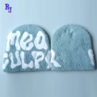 Nouveau bonnet d'hiver 2026 en maille jacquard super douce et duveteuse, entièrement en mohair, doublé satin, personnalisable avec logo sur mesure