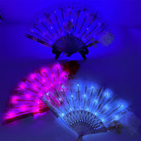 Éventail lumineux LED Lolita de 7 pouces en dentelle rose, design rétro de style européen pour Halloween, Comic Con, accessoires photo, fournitures de fête