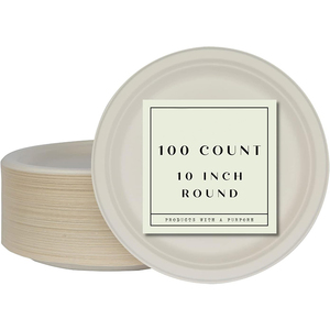 Thân Thiện Với Môi Lò Vi Sóng An Toàn 10 Inch Heavy Duty Trắng 10 "Phân Hủy Sinh Học Compostable Bột Giấy Dùng Một Lần Tấm - Product Image 2