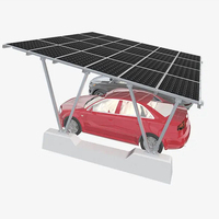Structure de carport solaire symétrique à double pente, conception équilibrée, supports adaptés aux dimensions des projets de stationnement
