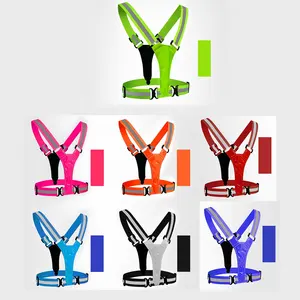 Breathable Belt Traffic Vest with LED Lights for Bag Safety Black Color led reflective running vest with front light