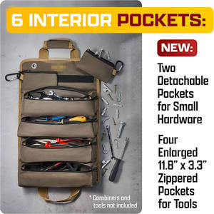 Sac à outils pliable imperméable multifonctionnel professionnel OEM ODM de haute qualité, organisateur d'outils portables de petite taille, multi-poches - Product Image 4