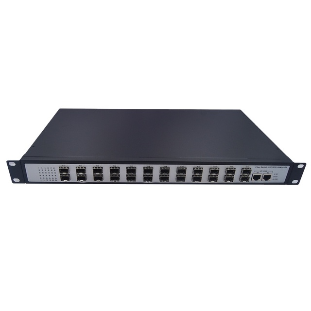 24 Port SFP Gigabit Fiber Optic Ethernet Switch Transceivers 20-100KM 24*SFP 2*RJ45 Media Converter