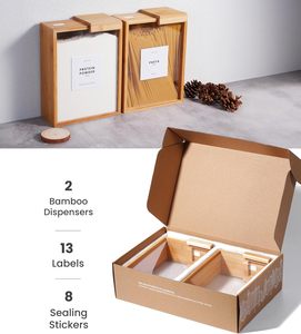 Luftdichter Reisspender aus Holz, rechteckig, Getreide-Vorratsbehälter-<span class=keywords><strong>Set</strong></span> aus Glas, 10 kg Bambus-Getreidespender für die Küche - Product Image 3