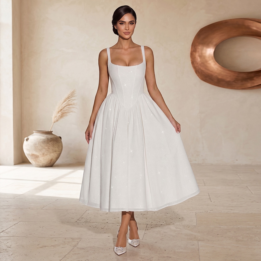 white long flared dress Evalyn Tiered Ruffle Maxi Dress • Shop American Threads Women's Trendy Online Boutique White / L