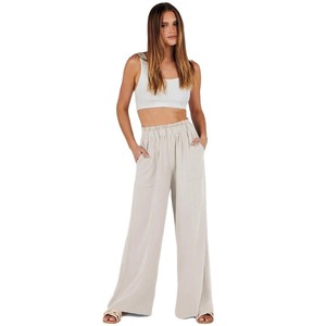<span class=keywords><strong>Pantaloni</strong></span> di <span class=keywords><strong>lino</strong></span> fluenti alla moda da donna primavera Casual <span class=keywords><strong>larghi</strong></span> <span class=keywords><strong>larghi</strong></span> <span class=keywords><strong>pantaloni</strong></span> lunghi elasticizzati a vita alta antirughe - Product Image 1