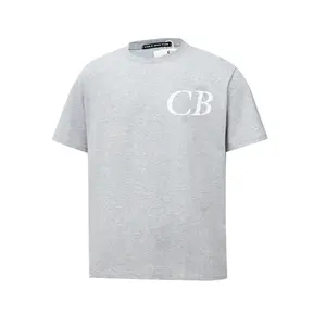 T-shirt à manches courtes en coton ample à col rond imprimé CB de style américain T-shirt décontracté à épaules polyvalentes