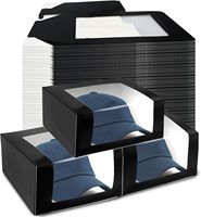 Boîtes cadeaux noires pour casquettes de baseball – Boîte de rangement pliable en papier avec fenêtre transparente pour chapeaux, organisateur et présentoir