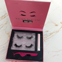 2 paires de bandes de cils Kit avec colle et applicateur de cils Présentation des cils de luxe en faux vison