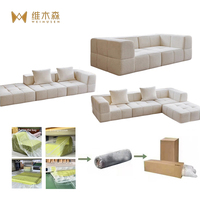 Canapé sectionnel moderne à compression avec accoudoirs incurvés, vente directe fabricant, emballage sous vide, version tissu pour salon