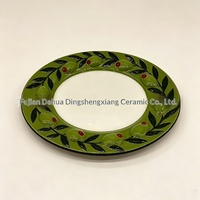 Assiette en céramique à motif végétal gaufré olive, bol à salade créatif, plat de style méditerranéen pour la maison, vaisselle de style occidental