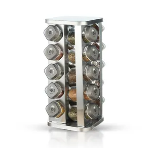 stainless steel spice jar set glass spice rack rotating glass seasoning jar empty bottles containers for spices