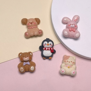 ลูกปัดสไลม์รูปสัตว์การ์ตูนหลากหลายแบบ น่ารัก รูปสุนัข หมี เพนกวิน กระต่าย แบบแบน สำหรับงานประดิษฐ์ ตกแต่งสมุดภาพ และตกแต่งเล็บ - Product Image 2