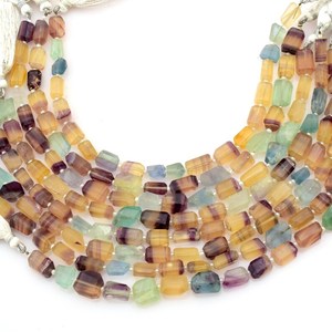 ลูกปัดฟลูออไรต์ทรงกลมเจียระไนแบบสเต็ปคัท หลายสี จาก SRK GEMS ทำด้วยมือจากอัญมณีธรรมชาติ รับรองโดยบุคคลที่สาม รัฐราชสถาน ขนาด 7x10 มม. 8x12 มม. - Product Image 6