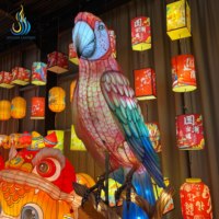 Lanterne en soie traditionnelle chinoise, lanterne réaliste en forme de perroquet, animal pour la décoration des festivals et l'éclairage des parcs