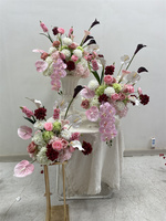 2027 Maßgefertigte Hochwertige Blumenkugel Rosa Hortensie mit Burgunderroter Calla-Lilie Blumenkugel für Hochzeitsdekoration
