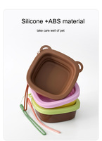 Bol pliable carré en silicone de qualité alimentaire pour animaux de compagnie, essentiel pour les voyages en plein air, bol pliable pour animaux de compagnie