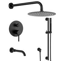 Aquacubic CUPC CE certifié nouveau système de douche de robinet de douche de bain noir conçu avec barre coulissante