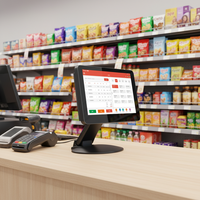 Terminal de point de vente tout-en-un le plus vendu, machine de point de vente 15,6 pouces à double écran, 8+128 Go, machine de facturation Windows avec lecteur de codes-barres et NFC