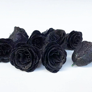 Fleurs noires paillettes Rose fleurs artificielles fraîches <span class=keywords><strong>Paillette</strong></span> pour bricolage décor mariage mariée Bouquet fête - Product Image 1