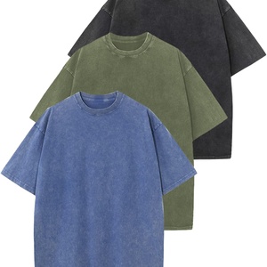 T-shirt à manches courtes décontracté pour homme, couleur unie, tissu légèrement usé pour un look vieilli, idéal pour les sorties décontractées - Product Image 5