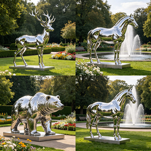 Esfera Espejada W02 de 30000 m², Estatua de Metal con Cinta Metálica a Escala Grande, Personalizada para Fábrica, Decoración de Entrada de Edificios Modernos - Product Image 1