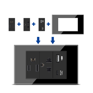 BAOBEN Prise Standard Brésil Italie USA UE avec Interrupteur USB Charge Rapide Type C <span class=keywords><strong>Clé</strong></span> DIY Module de Fonction Panneau 4*2 4*4 Noir - Product Image 1