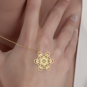Kalung liontin kubus Metatron trendi perhiasan geometri Kudus berlapis emas & perak dengan hadiah Spiritual bentuk segi enam - Product Image 5