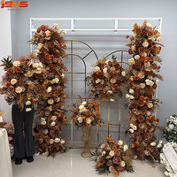 SMOOTH Ensemble d'arrangements floraux artificiels pour mariage, marron caramel automnal, chemin de table floral en roses de soie orange brûlé pour la décoration d'événements et de fêtes
